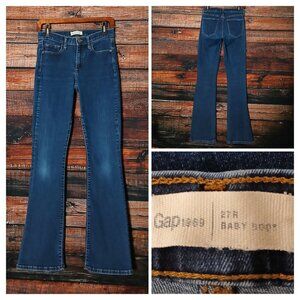 GAP 1969 Jeans Size 4 27 Baby Boot Cut Mid Rise Blue Denim Stretch